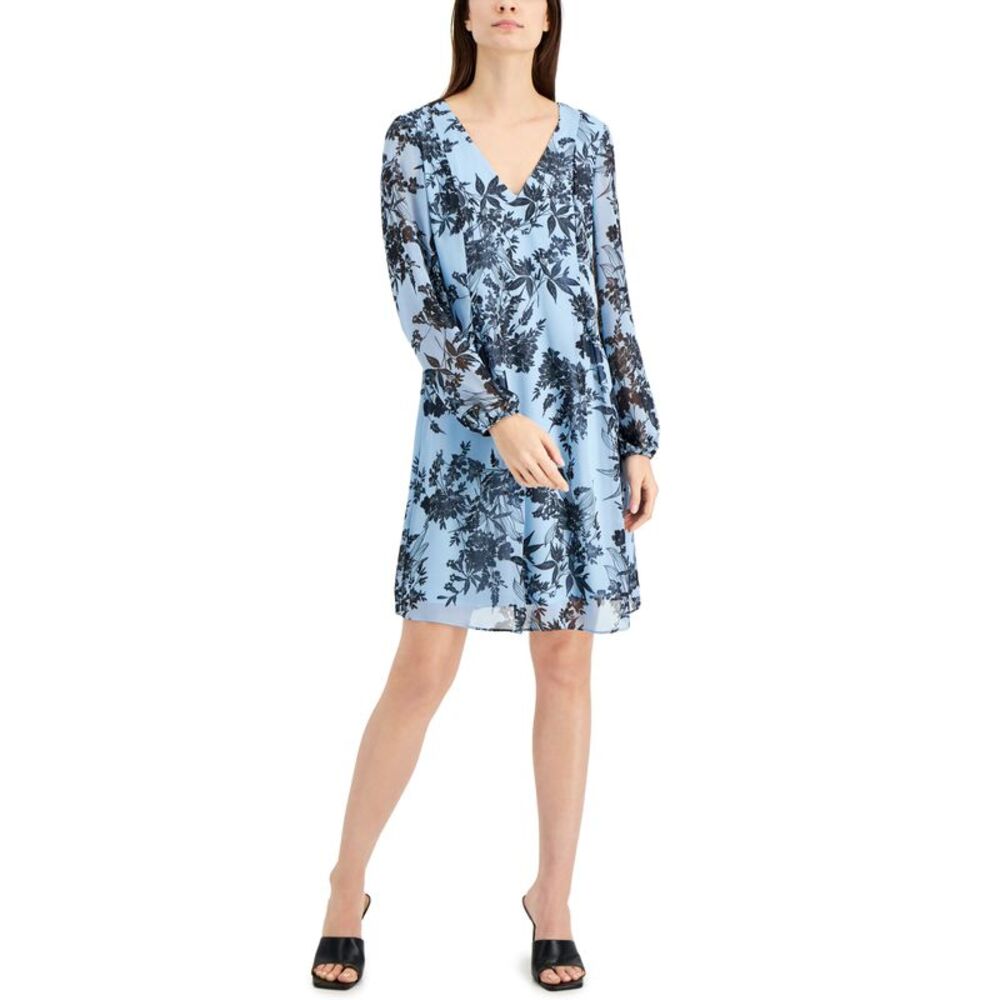 INC International Concepts Printed Chiffon Shift Dress